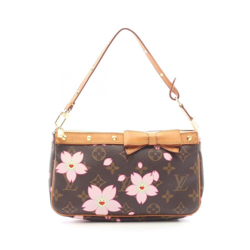 Louis Vuitton Pochette Accessoires Monogram Cherry Blossom Handbag, Coated Ca...